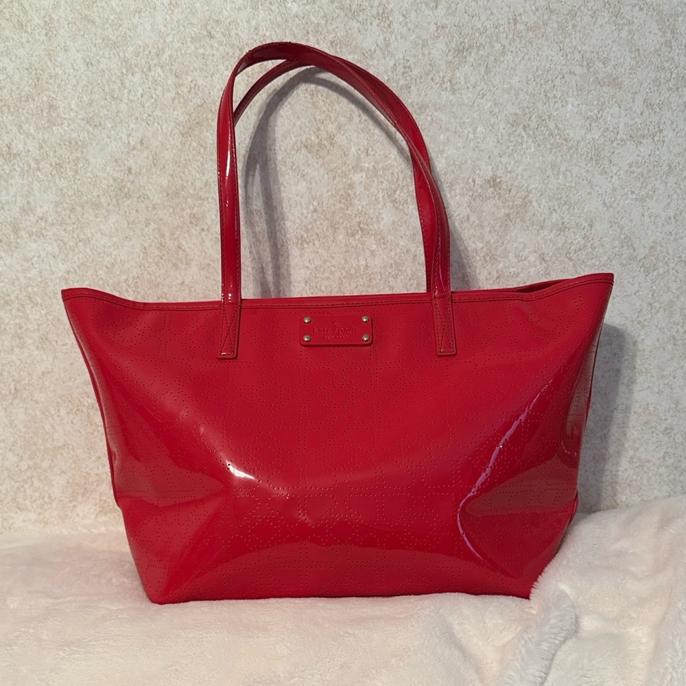 Kate Spade Red Harmony Metro PVC shoulder Tote Bag and Dust bag.